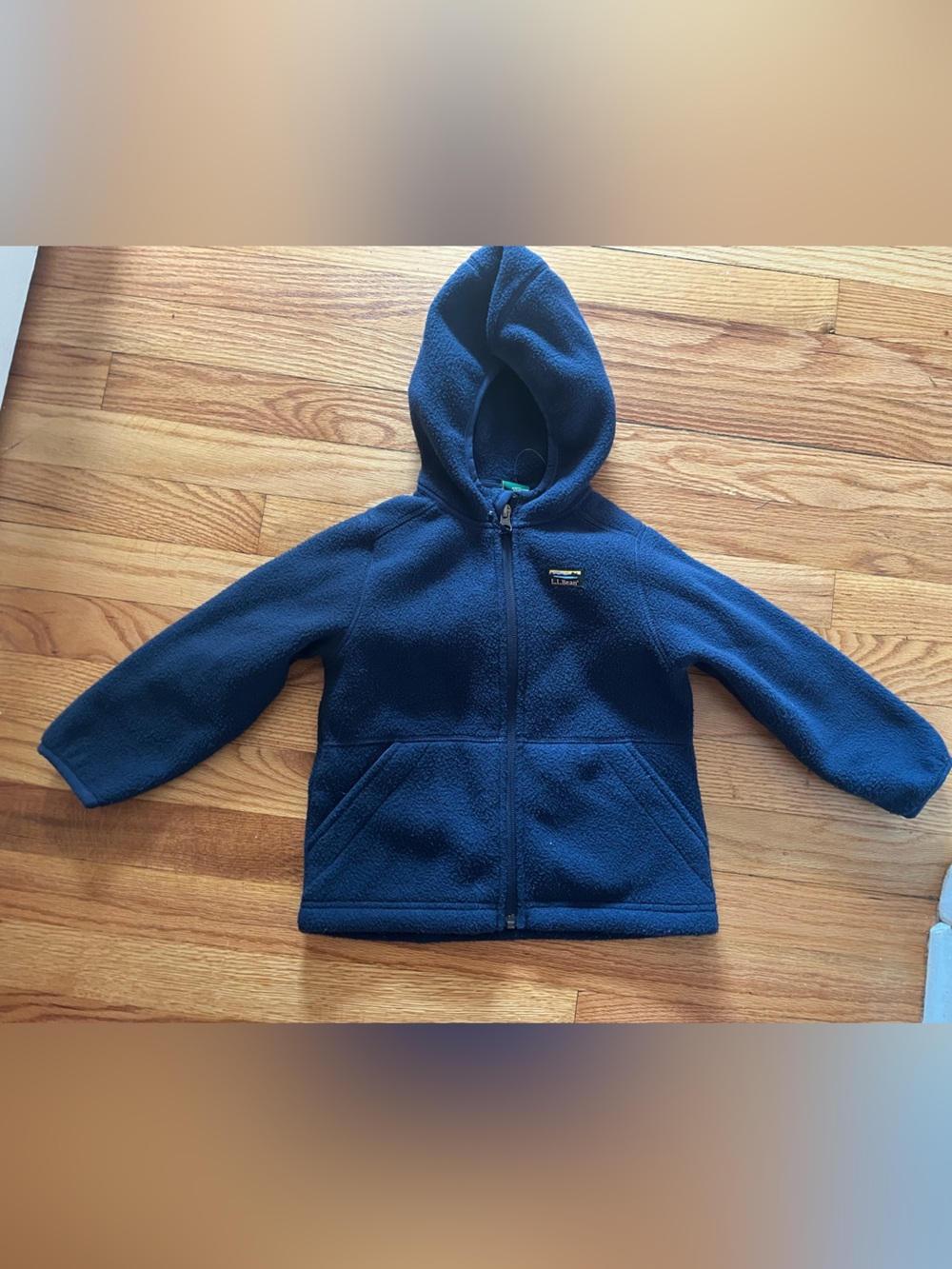 LL Bean 3T toddler kids Navy Blue Hooded Fleece Jacket